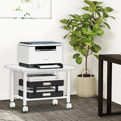 Lerliuo Under Desk Printer Stand, 2-Tier Industrial Rolling Printer Table - color: White, size: 2-Tier