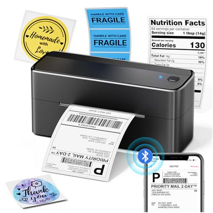 Phomemo Bluetooth Shipping Label Printer, 241BT 4x6 Thermal Label Printer | Wireless Label Printer for Small Business and Shipping Package, Compatible with iPhone, Android, Amazon, Shopify, USPS, Black - color: Black