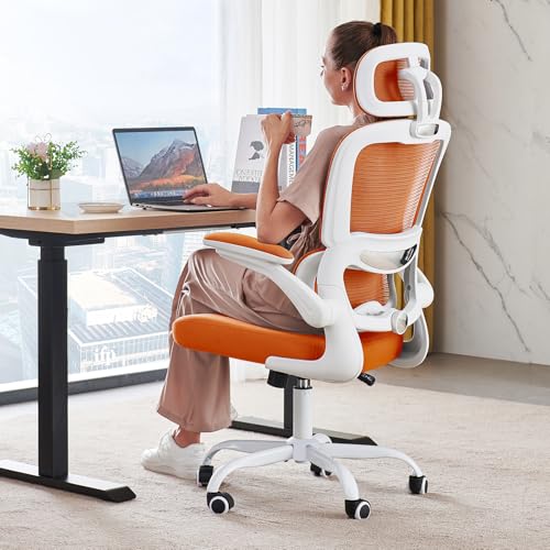 TRALT Office Chair Ergonomic Desk Chair - Gaming Chair with Lumbar Support | 330 LBS Home Office Desk Chairs with Headrest, Reading Chair with Flip-up Armrests, Comfortable Computer Chairs (1, Orange) - color: Burnt Orange