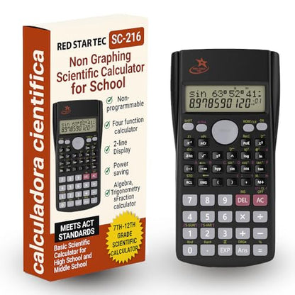 SC-216 Non-Graphing Scientific Calculator, Middle/High School, Fraction Key | Non Programmable - style: Single Pack