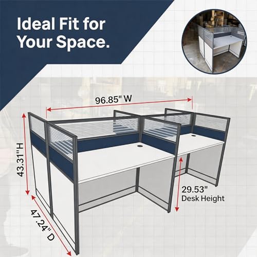 Office Cubicle Desk,Premium Modular Multi-Person Face-to-Face Computer Workstation with Wire Management Grommets, Acoustic Privacy Divider Panels for Call Center & Commercial Space,4person - color: 4person