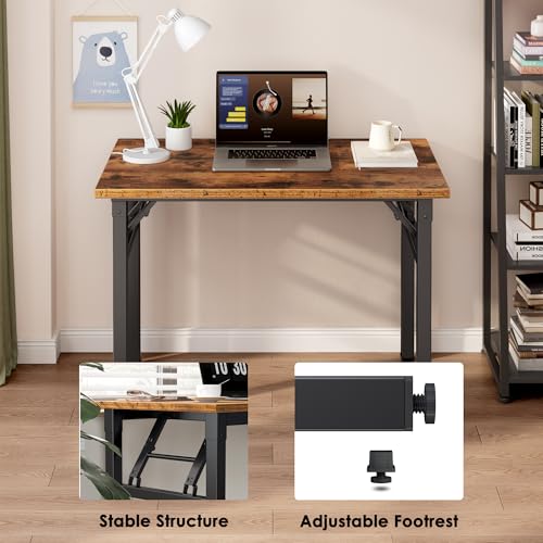Need Small Folding Computer Desk, 35.8 Inch Writing Table, Rustic Brown - color: Rustic Brown, size: 35.8 inches