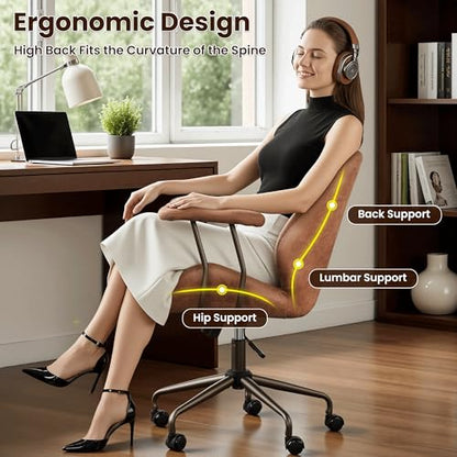 ovios Ergonomic Office Chair Mid-Back Modern Computer Chair, Brown - color: Brown, size: Mid Back, Regular Cushion