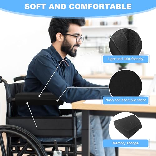 SPRING SEAON Wheelchair Accessories Armrest Covers, Memory Foam Pads, Pair - color: Black