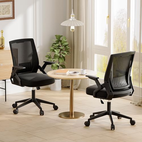 GTPLAYER Ergonomic Office Chair with Flip-up Armrests Executive Computer Chair for Home Office, Breathable Mesh & Comfy Lumbar Support, Pack of 2, Space Black - color: Space-black, size: 2 Pack