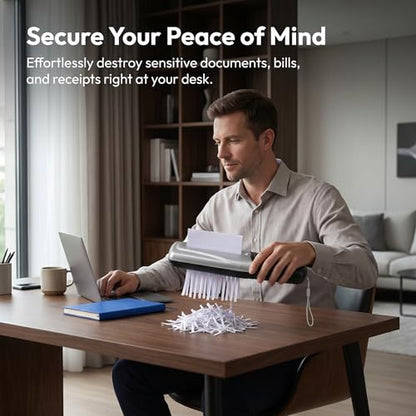 Portable Handheld Paper Shredder – Strip Cut, USB, Mini Desktop | Your Secrets, Shredded. Anytime. Anywhere. USB or AA Battery Power, Cuts A4 Paper & Cards. Tiny Shredder, Massive Privacy