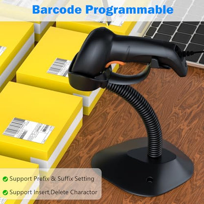 USB 1D Barcode Scanner with Stand Handheld Wired Laser Barcode Reader Scanner with Gooseneck Stand and Cable Twilight Blac - color: 1D Wired Barcode Scanner with Stand