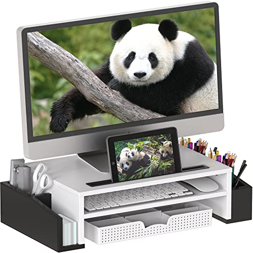 Simple Houseware Desk Monitor Stand Riser w/ Adjustable Tray, Black/White - color: Panda