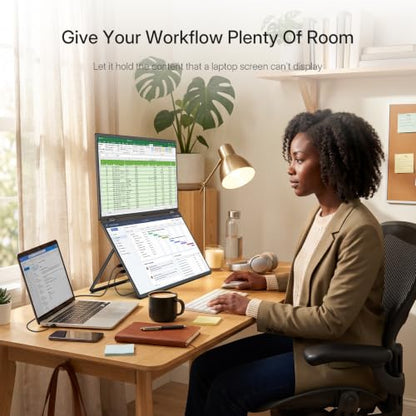 InnoView 18.5" 100Hz Dual Portable Monitor Built-in Speakers 115% sRGB 315°Adjustable Dual Stacked Folding Monitor (Wins/Mac) 1080P Laptop Screen Extender for Laptop(No Driver Needed) - size: 18.5 inches