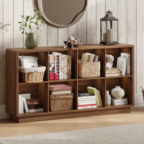 ChooChoo 8 Cube Storage Organizer, Wooden Bookcase with Storage, 57 Inch - color: Brown Walnut, size: 2-tier 8-cubes