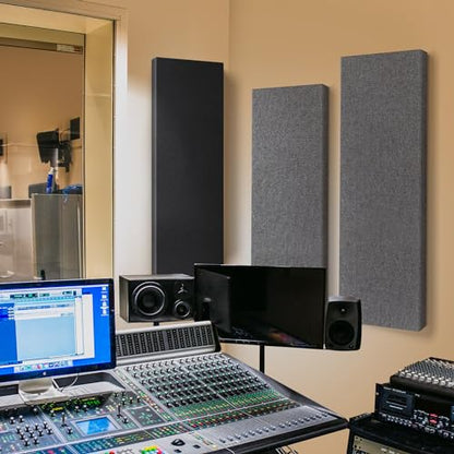 2 Pack Fiberglass Acoustic Panels 48"x12"x2" Soundproof Panels, Black - color: Black