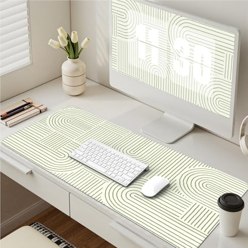 iCasso Green Desk Matt for Desktop, Cute Desk Pad Mat, Green - color: Line-Green