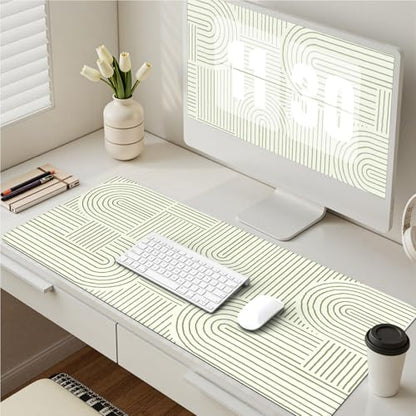 iCasso Green Desk Matt for Desktop, Cute Desk Pad Mat, Green - color: Line-Green