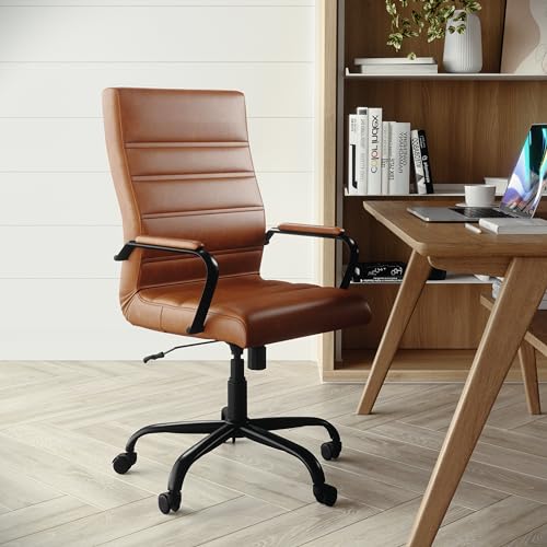 Flash Furniture LeatherSoft Executive Office Chair, Brown/Black | 360° Swivel, Height Adjustable, Commercial Grade - color: Brown Leathersoft/Black Frame