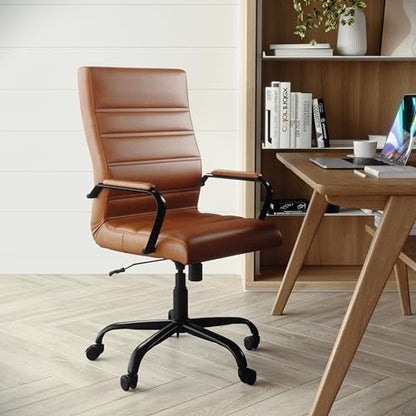 Flash Furniture LeatherSoft Executive Office Chair, Brown/Black | 360° Swivel, Height Adjustable, Commercial Grade - color: Brown Leathersoft/Black Frame