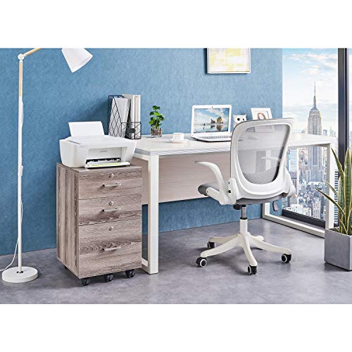 Bonnlo 26"H 3 Drawer File Cabinet With Lock, Rolling Under Desk, Mobile for Home Office, Wood Printer Stand for Letter Size Filings, Assembly Required, Gray Oak - color: Grey Oak