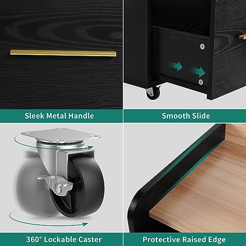 YITAHOME File Cabinet with Charging Station | Printer Table Cabinet for Home Office, Printer Stand Cart, Fits A4, Letter, Legal Size Files, Office Furniture, Black - color: Black