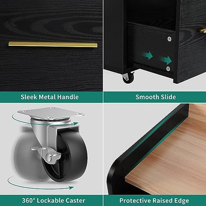 YITAHOME File Cabinet with Charging Station | Printer Table Cabinet for Home Office, Printer Stand Cart, Fits A4, Letter, Legal Size Files, Office Furniture, Black - color: Black