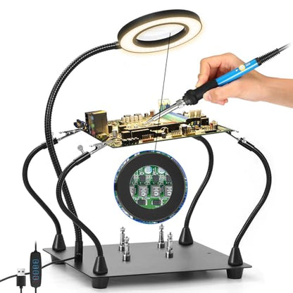 Soldering Helping Hands, Soldering Station with 3X LED Magnifying Glass