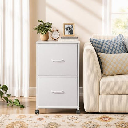 DEVAISE 2 Drawer Mobile File Cabinet with Open Storage Shelf - color: White