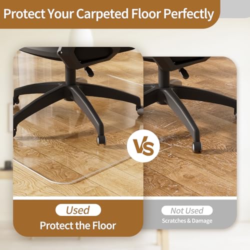Clear Office Chair Mat for Hard Floors, Plastic Floor Protector for Chairs - size: 48" x 60"