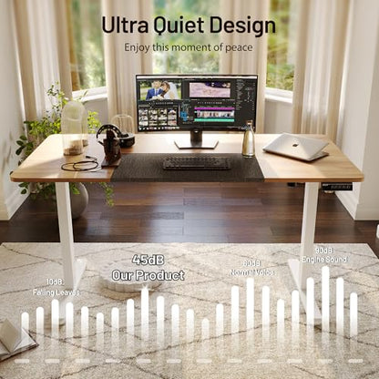 Monomi Electric Standing Desk 55”x24”, Height Adjustable Desk with Wheels - color: Natural, size: 55