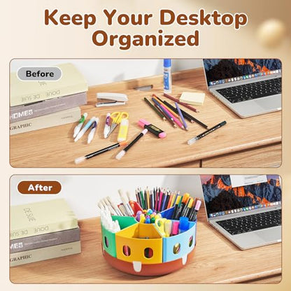 GAMENOTE Rotating Art Supplies Organizer - Lazy Susan Office School Supply for Kids Desk Organization and Storage Homeschool Craft Caddy Classroom Organization (Large) (Pack of 3) - size: Large, 11"d x 5"h (Pack of 3)