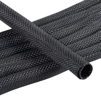 Automotive Mesh Woven Wire Sheathing Split Wire Loom 1/4"-55ft | Black Self-Wrap Braided Cable Sleeves Wire Loom Tubing Cord Organize for Wires/Audio Video Cable/Multi-Cable Strings - style: 1/4" - 55 Feet