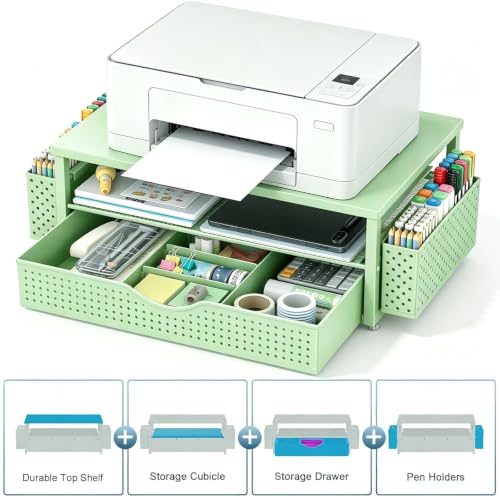 Desk Organizers and Accessories, Printer Stand with Storage, Sage Green - color: Sage Green