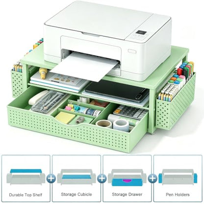 Desk Organizers and Accessories, Printer Stand with Storage, Sage Green - color: Sage Green