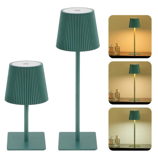 LUTEC 2 Pack Cordless Table Lamp,6000mAh Rechargeable Battery Operated Desk Lamp,Two Adjustable Heights,Waterproof, Touch Control & 3 Color Stepless Dimming for Restaurant/Bedroom/Bars/Outdoor (Green) - color: Green