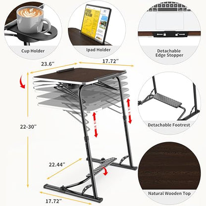 FoldWise Upgraded Folding TV Tray Table, Sturdy Couch & Dinner Laptop Table - color: (Black) - Dark Wood Mahogany