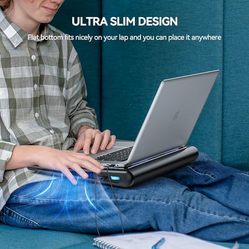TECKNET Laptop Cooling Pad - 12"-15.6" Laptop Cooler with Quiet Cooling Fan | USB-A & USB-C Powered Cooling Stand with Adjustable Wind Speeds for Gaming, Work & Everyday Computing, Blue LED - color: Blue