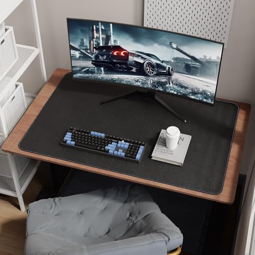 CENNBIE 39.4" x 27.5" Leather Desk Mat,Computer Mouse Pad XXL (Black) - color: Black, size: 39.4" x 27.5"