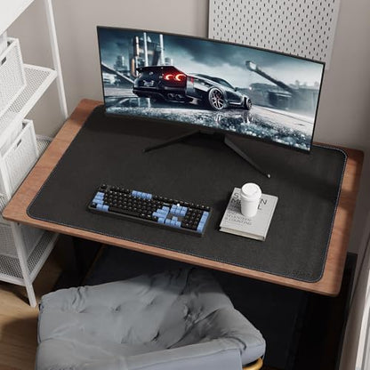CENNBIE 39.4" x 27.5" Leather Desk Mat,Computer Mouse Pad XXL (Black) - color: Black, size: 39.4" x 27.5"