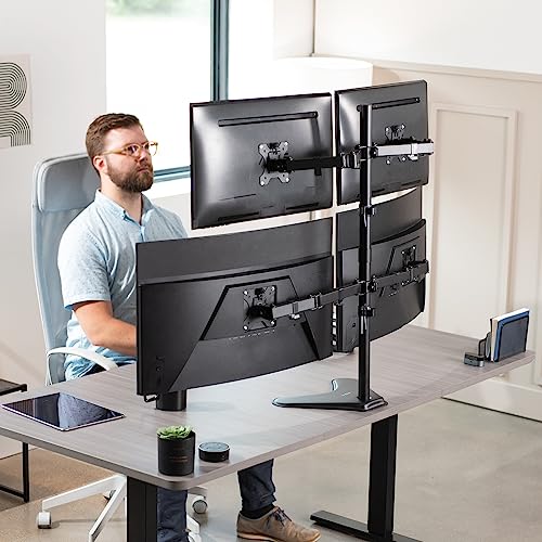 VIVO Quad 13 to 30 inch Monitor Free-Standing Mount, Fully Adjustable Desk Stand, Holds 4 Flat or Curved Display Screens, STAND-V004F - size: Quad Mount