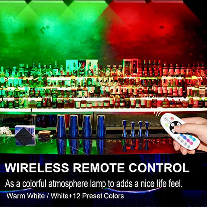 48 LED Under Cabinet Lighting Wireless, 15 Colors Changeable Rechargeable RGB Under Cabinet Lights Remote Control Under Counter Lights Mini Night Light Bar for Indoor Display Shelf, 4 Pack | 15 Colors , Under Cabinet Lights, Remote Control, Timer, Dimmabl