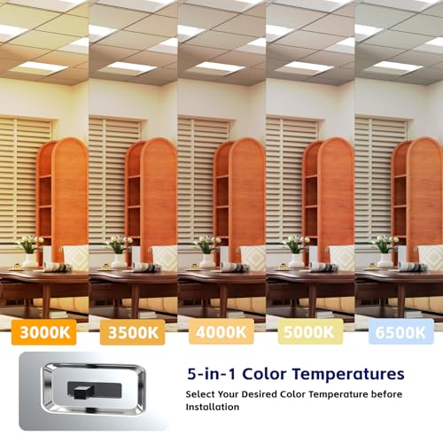 12Pack 2x2 FT LED Center Basket Troffer Light, 5CCT Color Tunable 3000/3500/4000/5000/6500K, Watt Adjustable 40W/35/30/25/20W, 0-10V Dimmable Drop Ceiling Lights, 120-277V-ETL Qualified - size: 2X2 12Pack