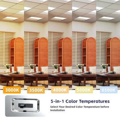 12Pack 2x2 FT LED Center Basket Troffer Light, 5CCT Color Tunable 3000/3500/4000/5000/6500K, Watt Adjustable 40W/35/30/25/20W, 0-10V Dimmable Drop Ceiling Lights, 120-277V-ETL Qualified - size: 2X2 12Pack