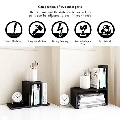 Jerry & Maggie Adjustable Rotatable Wood Desktop Display Shelf Black - color: Black