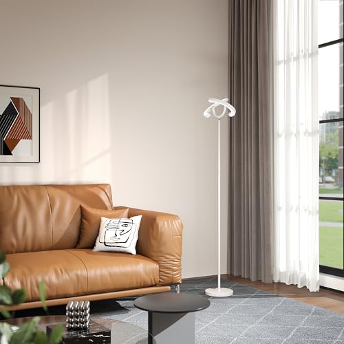 SIBRILLE 30W LED Floor Lamp for Living Room, 350° Rotating Reading Standing Lamp with Remote Control, Stepless Dimmable 3000K-6500K Modern Tall Lamp for Bedroom Office - color: White