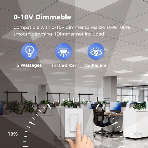 AIKVSXER 48 Pack 2x2 LED Flat Panel Light, Recessed Drop Ceiling Light Kitchen Lighting Fixtures,Bright 6500LM,0-10V Dimmable,Switchable 3000K/4000K/5000K/5700K/6500K, 30W/35W/40W/45W/50W - size: 2x2-48p