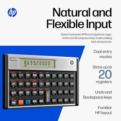 HP 12C Platinum Financial Calculator, 130+ Functions, RPN, Undo Key - color: HP 12CP - Black Face