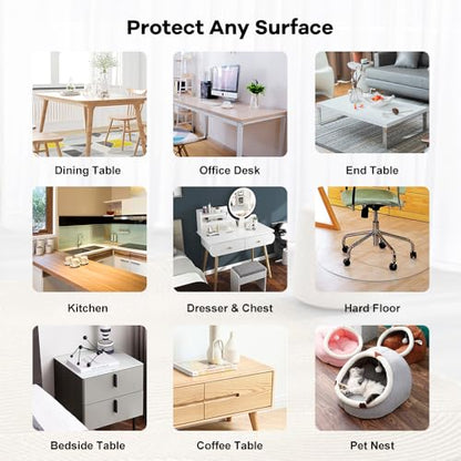 Clear PVC Table Top Protector Pad Crystal Vinyl Office Writing Desk Cover Protector for Laptop Computer Desk Plastic Desktop Mat Non-Slip Waterproof Wipeable PVC Transparent 16x63 Inch 1.5mm Thick