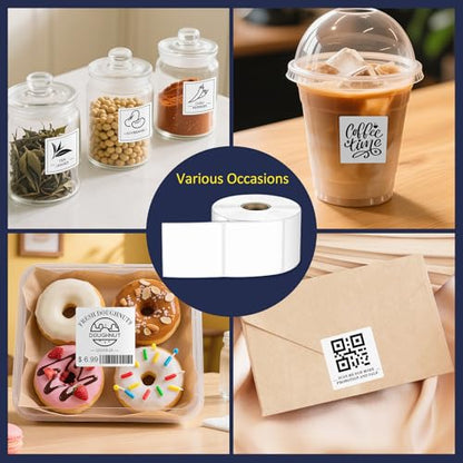 L LIKED 2" x 2" Direct Square Thermal Labels, Perforated QR Code and Barcode Labels & Compatible with Rollo, Zebra and Other Desktop Printers (10 Roll, 7500 Labels) - size: 2"x2"-10 Rolls