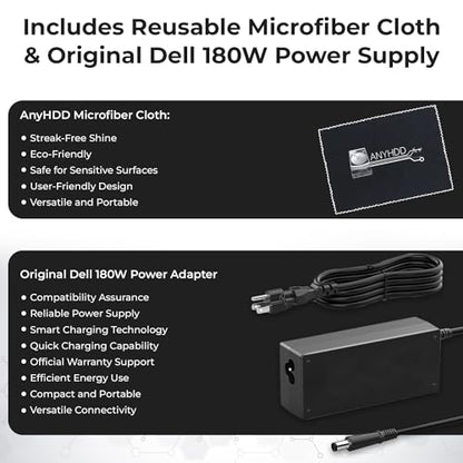 Dell WD19TB 180W Dock Bundle, 130W PD, Dual 4K + HDMI + DP + TB Cables + Cloth, Black - style: WD19TB New