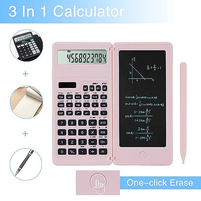 Pink Scientific Calculator for Students,Math Calculator with Notepad - color: PINK