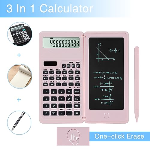 Pink Scientific Calculator for Students,Math Calculator with Notepad - color: PINK