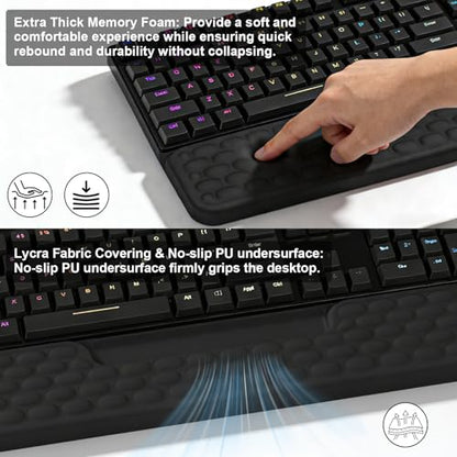 Ergonomic Keyboard Stand with Soft Memory Foam Wrist Rest for Office - color: Black