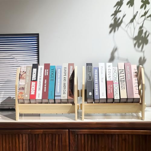 2 pack Desktop Bookshelf, Stackable Book Organizer with Handle, storage rack for CD/Magazine/File Folder, Portable Small bookshelf for Study, Living room, Kid's room, No Nails, Medium Size - style: 2 Pack Medium Size